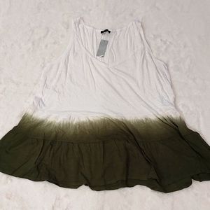 Brand new "Lane Bryant" white green bottom ombre sleeveless peplum